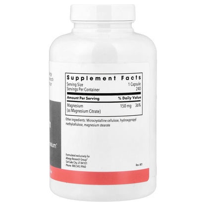 Metabolic Maintenance, Magnesium Citrate, 240 Vegetarian Capsules (150 mg per Capsule)