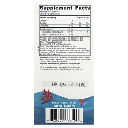 Nordic Naturals, Children's DHA, Ages 3-6, Strawberry, 90 Mini Chewable Soft Gels