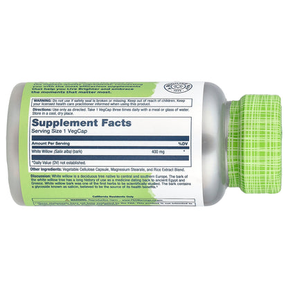 Solaray, True Herbs, White Willow, 400 mg, 100 VegCaps