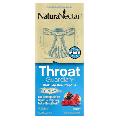 NaturaNectar, NaturaNectar®, Throat Guardian™ Brazilian Bee Propolis Spray, Bee Berry, 1 fl oz (30 ml)