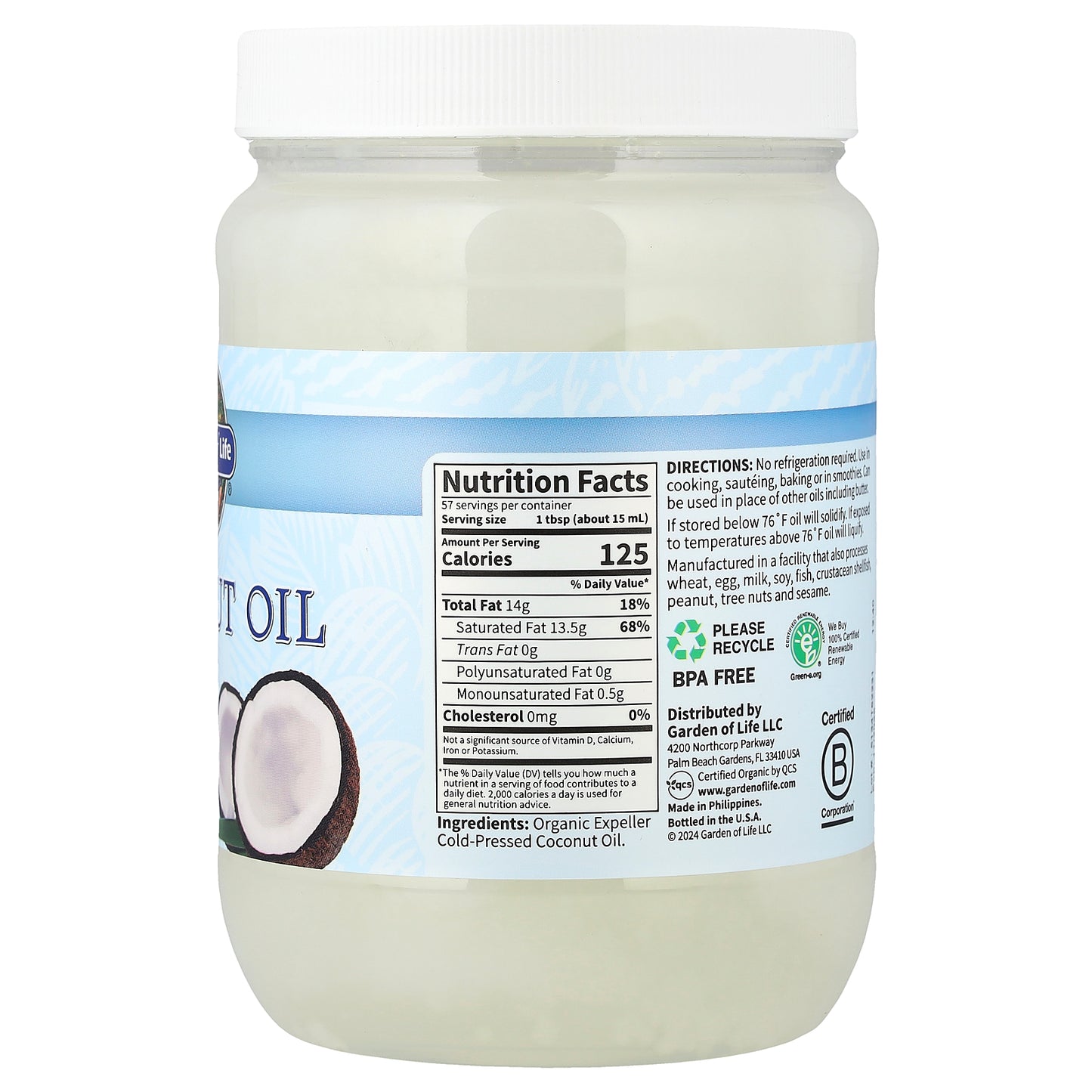 Garden of Life, Raw Extra Virgin Coconut Oil, 29 fl oz (858 ml)