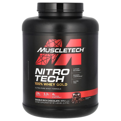 MuscleTech, Nitro-Tech® 100% Whey Gold, Double Rich Chocolate, 5 lbs (2.27 kg)