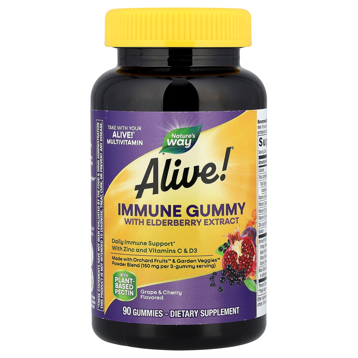 Nature's Way, Alive!® Immune Gummy with Elderberry Extract, Grape & Cherry, 90 Gummies