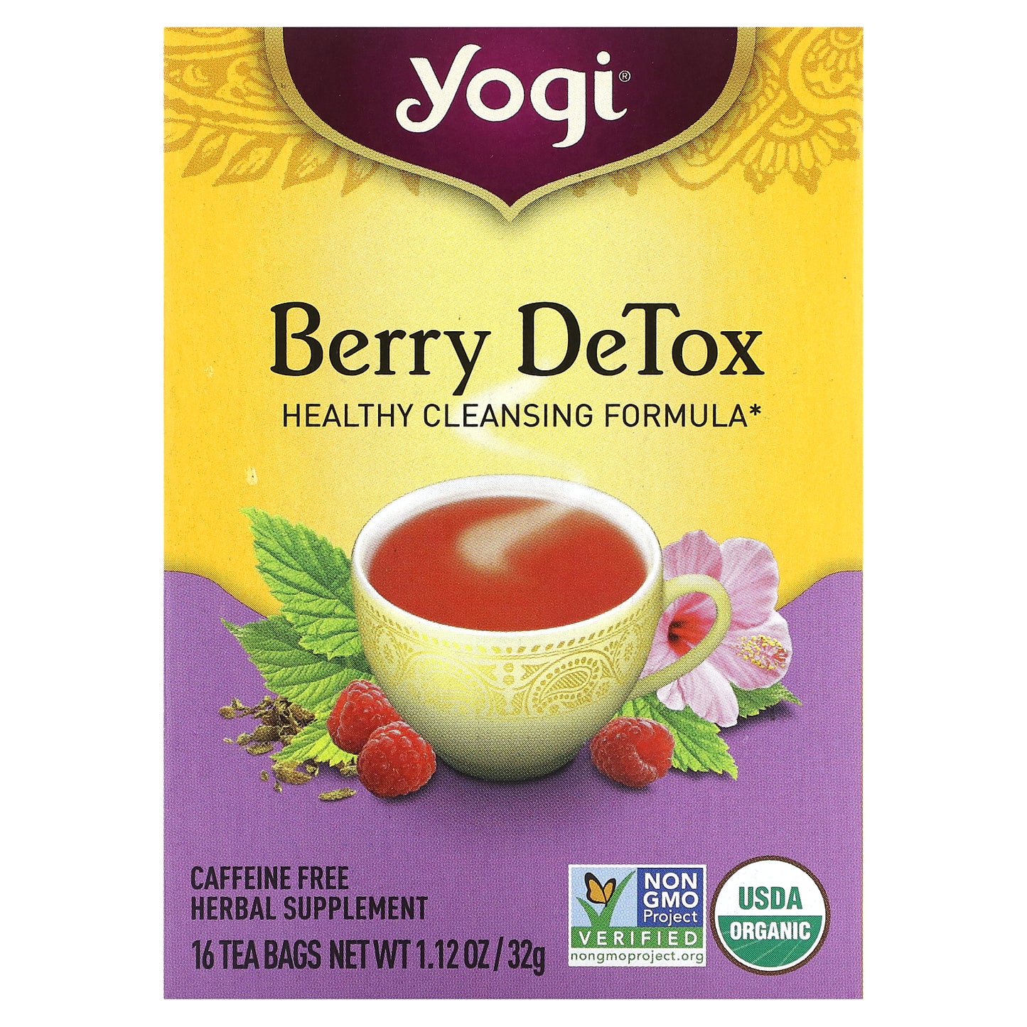 Yogi Tea, Berry DeTox, Caffeine Free, 16 Tea Bags, 1.12 oz (32 g)