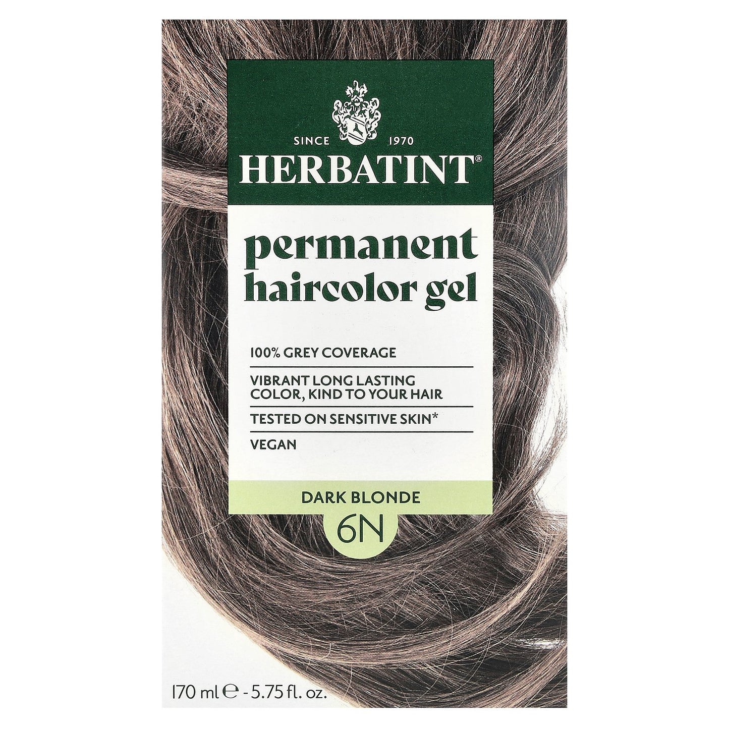 Herbatint, Permanent Haircolor Gel, 6N Dark Blonde, 5.75 fl oz (170 ml)