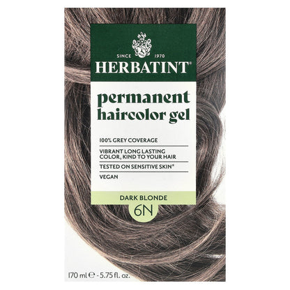 Herbatint, Permanent Haircolor Gel, 6N Dark Blonde, 5.75 fl oz (170 ml)