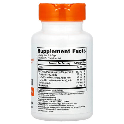 Doctor's Best, Real Krill, 60 Softgel