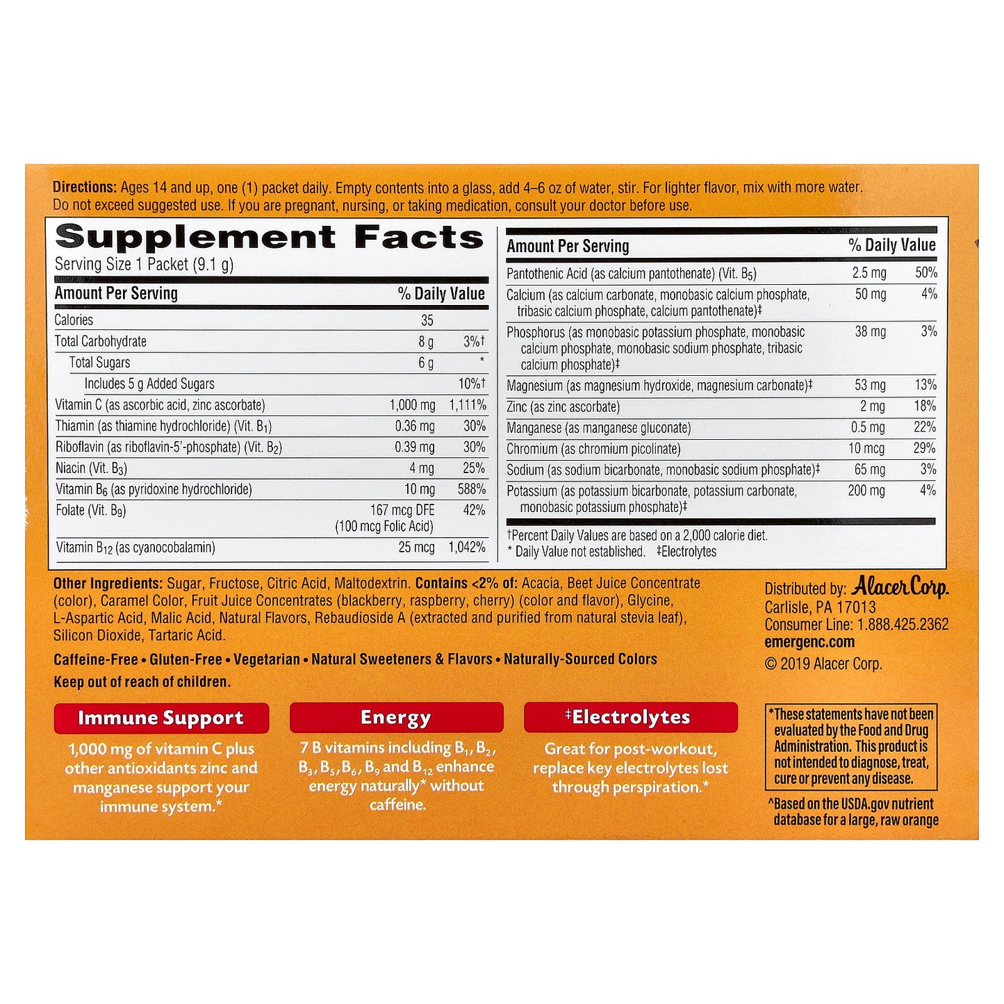 Emergen-C, Vitamin C, Raspberry, 30 Packets, 0.32 oz (9.1 g) Each