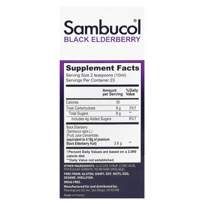 Sambucol, Black Elderberry Immune Syrup, Original Formula, 16,720 mg, 7.8 fl oz (230 ml)