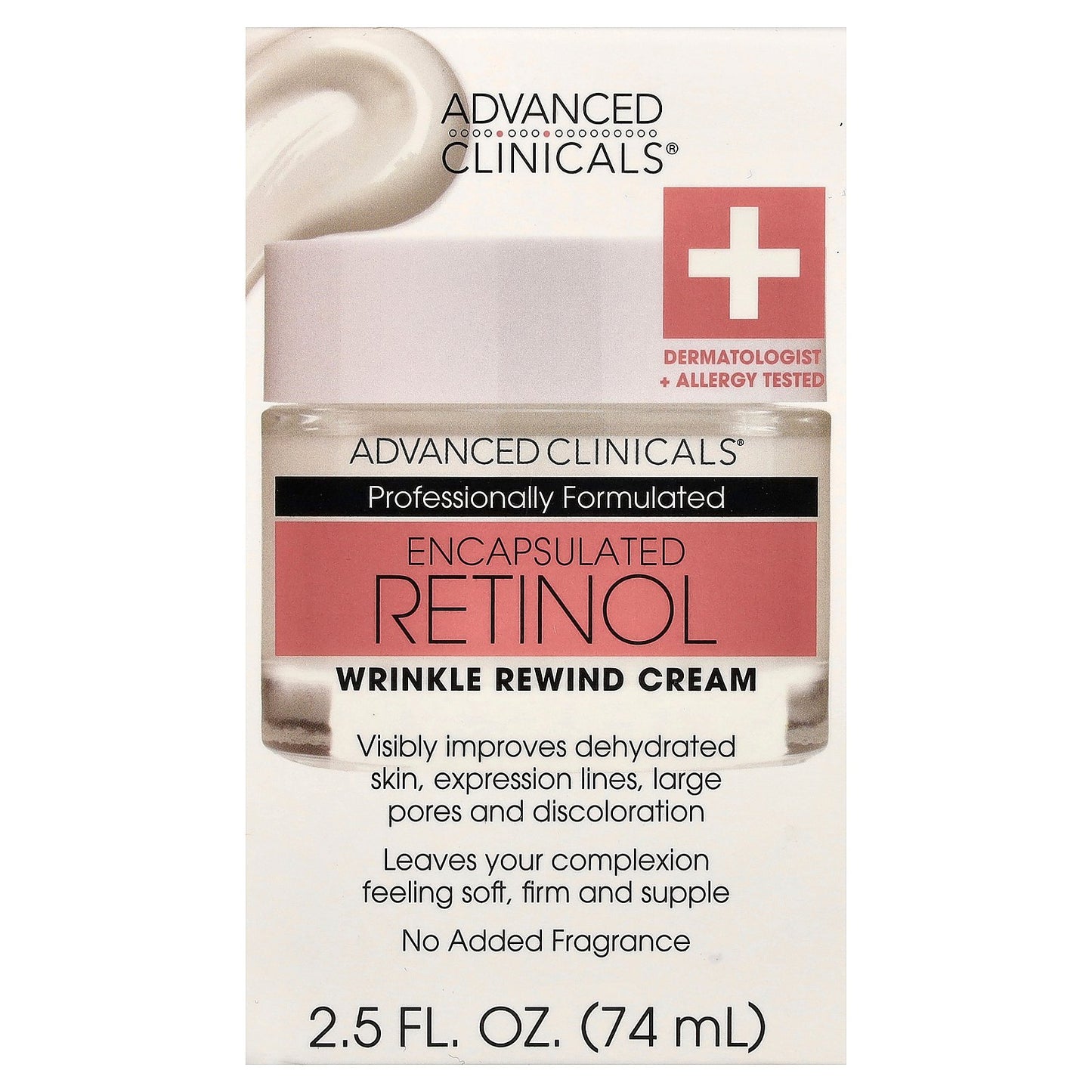 Advanced Clinicals, Encapsulated Retinol, Wrinkle Rewind Cream, 2.5 fl oz (74 ml)