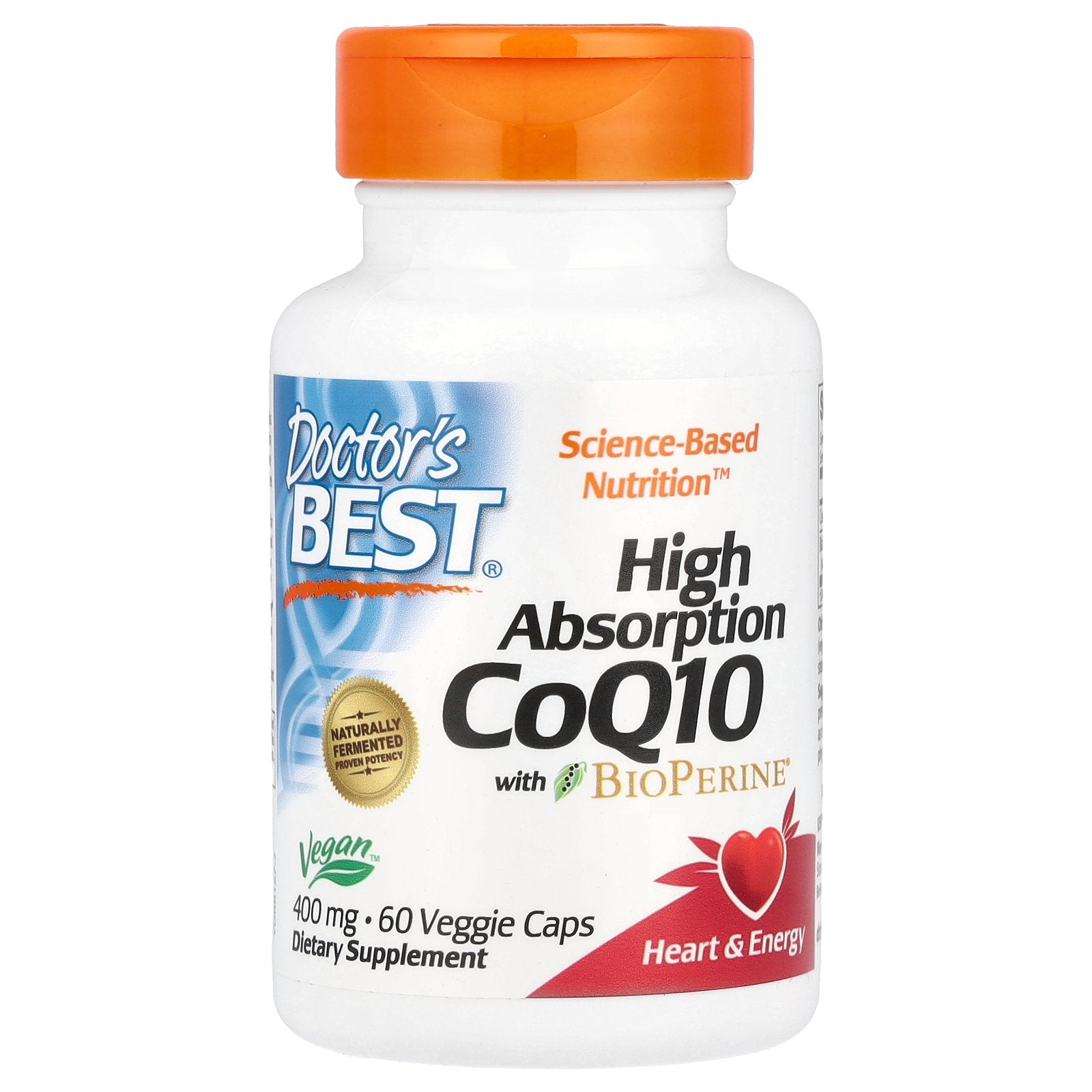 Doctor's Best, High Absorption CoQ10 with BioPerine®, 400 mg, 60 Veggie Caps