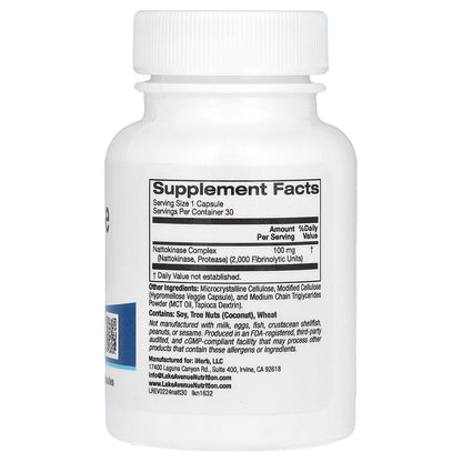 Lake Avenue Nutrition, Nattokinase, Proteolytic Enzyme, 2,000 FUs, 30 Veggie Capsules