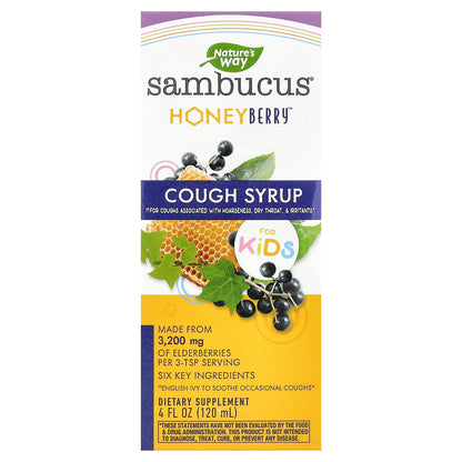 Nature's Way, Sambucus® for Kids, HoneyBerry™ Cough Syrup, 4 fl oz (120 ml)