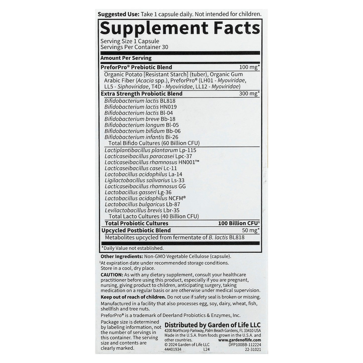 Garden of Life, Probiotics, 30 Vegetarian Capsules