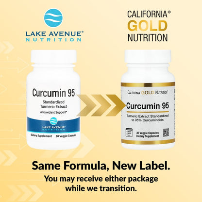 California Gold Nutrition, Curcumin 95, 30 Veggie Capsules (500 mg per Capsule)
