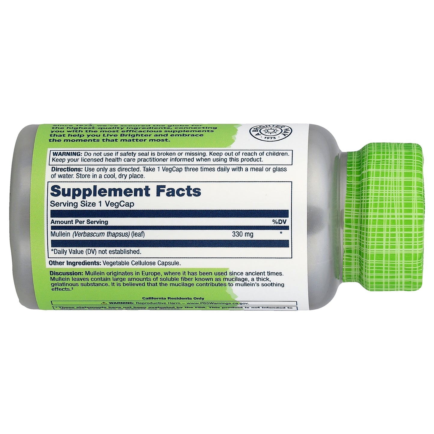 Solaray, True Herbs, Mullein, 330 mg, 100 VegCaps