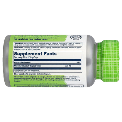 Solaray, True Herbs, Mullein, 330 mg, 100 VegCaps