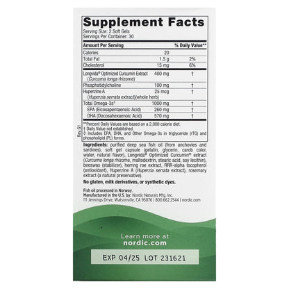 Nordic Naturals, Memory Support, Omega Blend, 60 Soft Gels