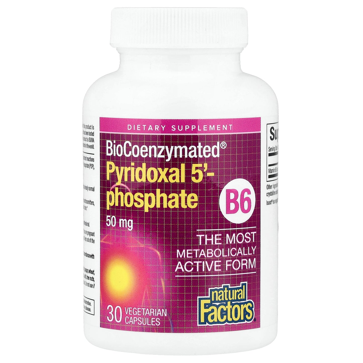 Natural Factors, BioCoenzymated®, B6, Pyridoxal 5'-Phosphate, 50 mg, 30 Vegetarian Capsules