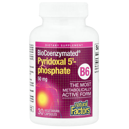 Natural Factors, BioCoenzymated®, B6, Pyridoxal 5'-Phosphate, 50 mg, 30 Vegetarian Capsules