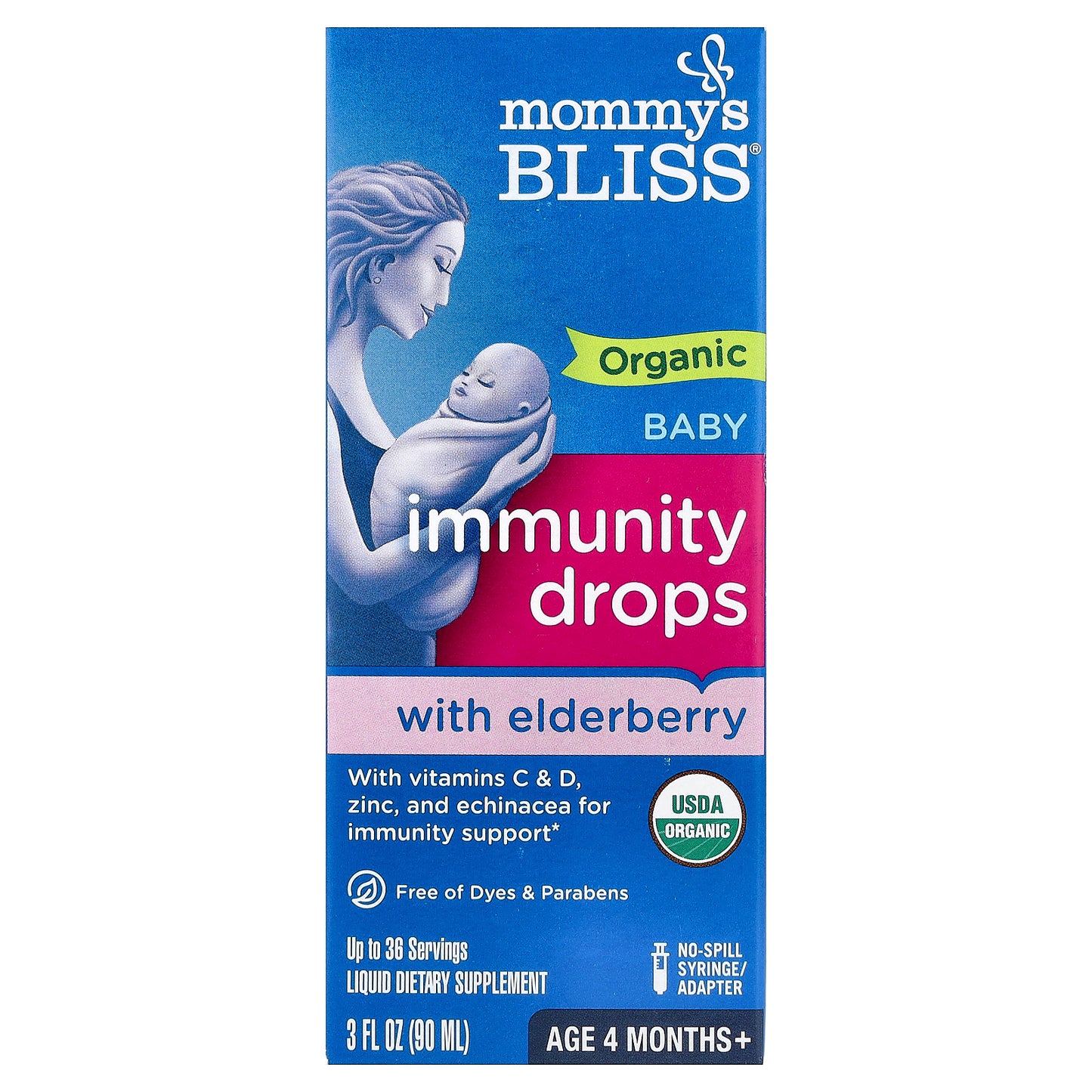Mommy's Bliss, Organic Baby Immunity Drops With Elderberry, Age 4 Months+, 3 fl oz (90 ml)