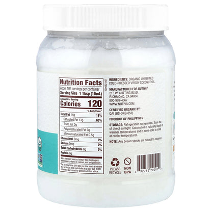 Nutiva, Organic Virgin Coconut Oil, 54 fl oz (1.6 l)