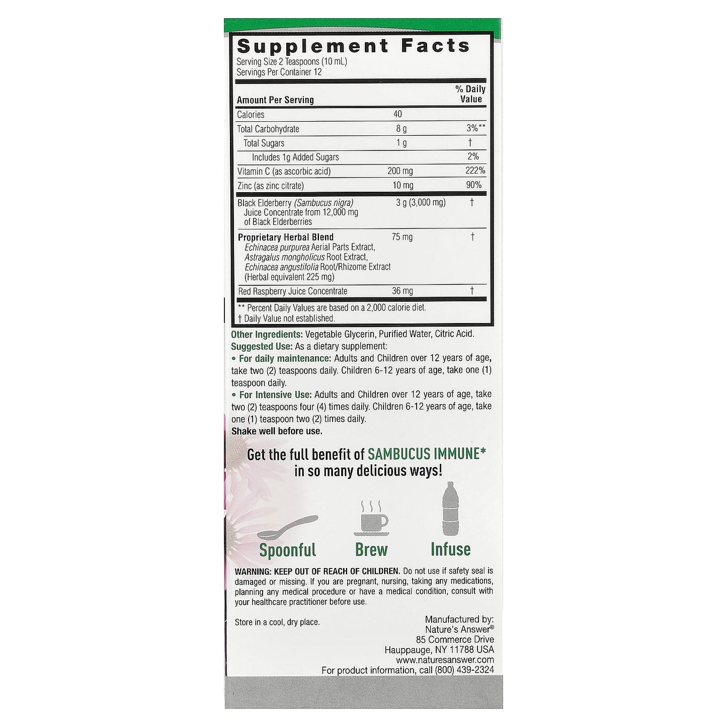 Nature's Answer, Sambucus Immune, Black Elderberry, 4 fl oz (120 ml)