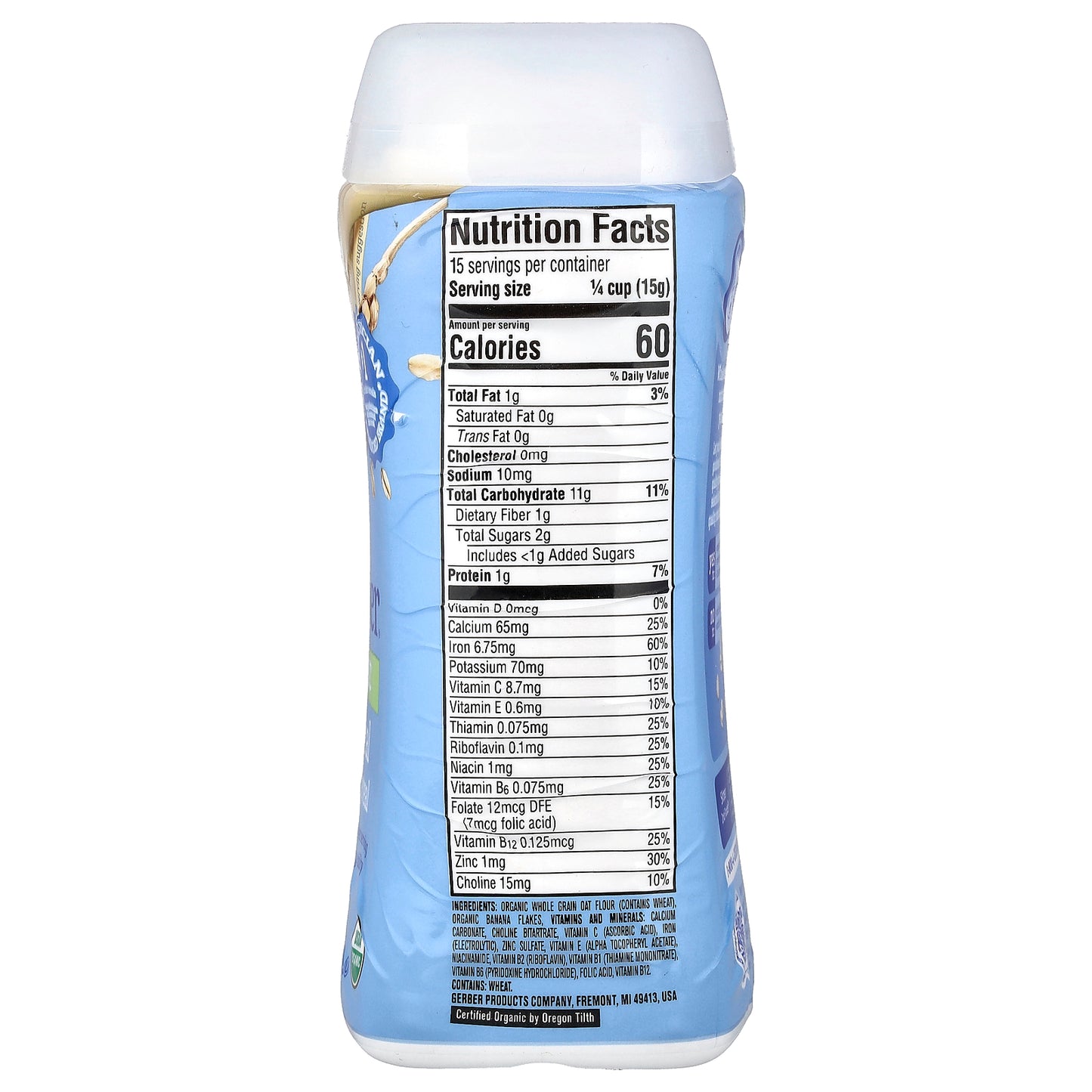 Gerber, Organic for Baby, Grain & Grow™, 2nd Foods®, Oatmeal Banana Cereal, 8 oz (227 g)