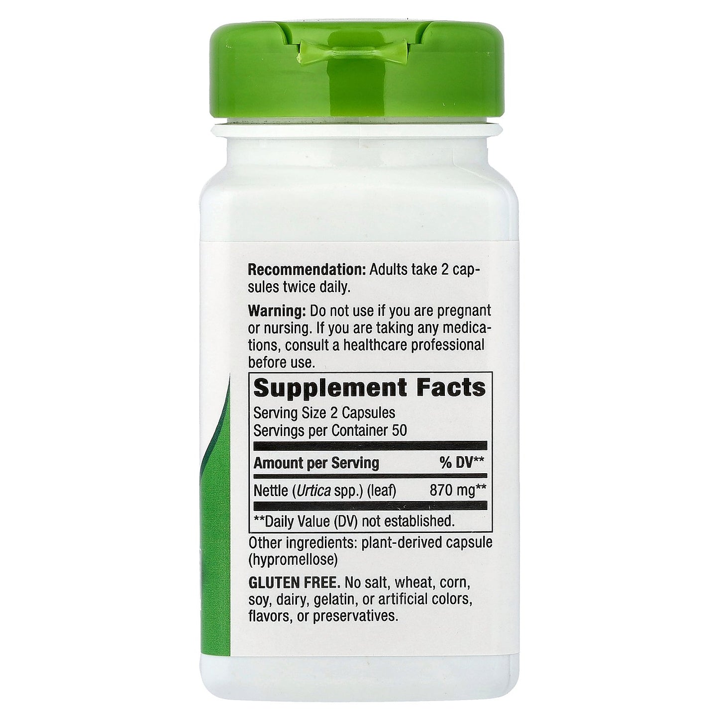 Nature's Way, Nettle Leaf, 100 Vegan Capsules (435 mg Per capsule)