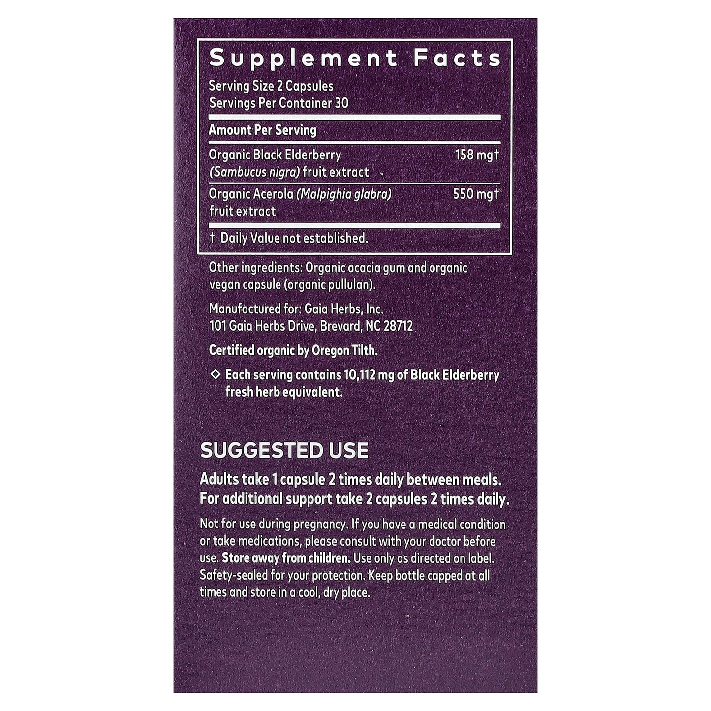 Gaia Herbs, Black Elderberry, 60 Vegan Capsules