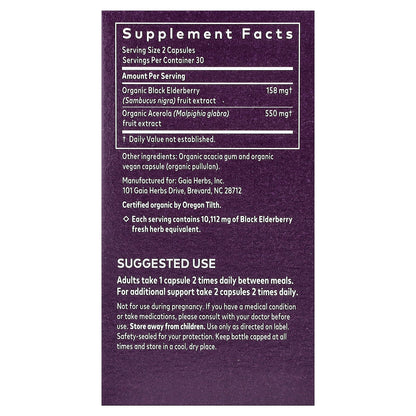 Gaia Herbs, Black Elderberry, 60 Vegan Capsules