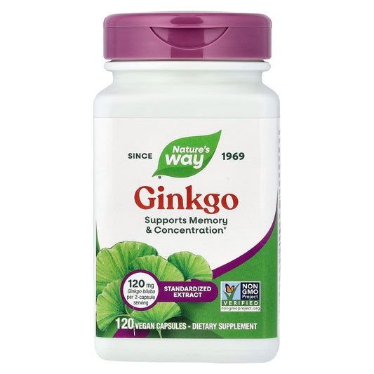 Nature's Way, Ginkgo, Standardized Extract, 120 Vegan Capsules