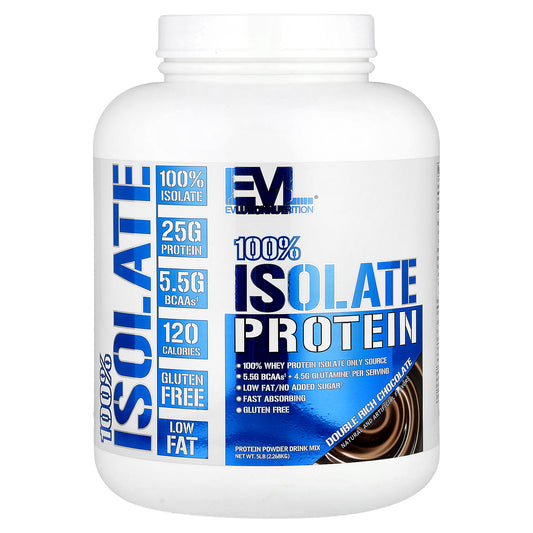 EVLution Nutrition, 100% Isolate Protein, Double Rich Chocolate, 5 lb (2.268 kg)