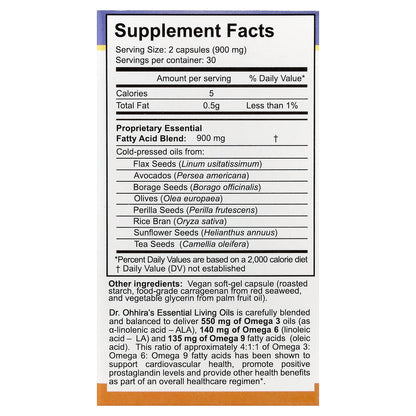 Dr. Ohhira's, Essential Living Oils, 60 Capsules