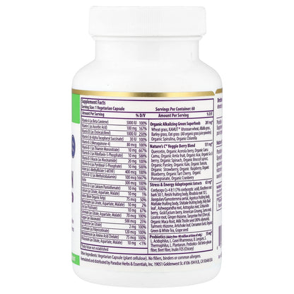 Paradise Herbs, Earth's Blend ®, One Daily Superfood Multi-Vitamin, No Iron, 60 Vegetarian Capsules