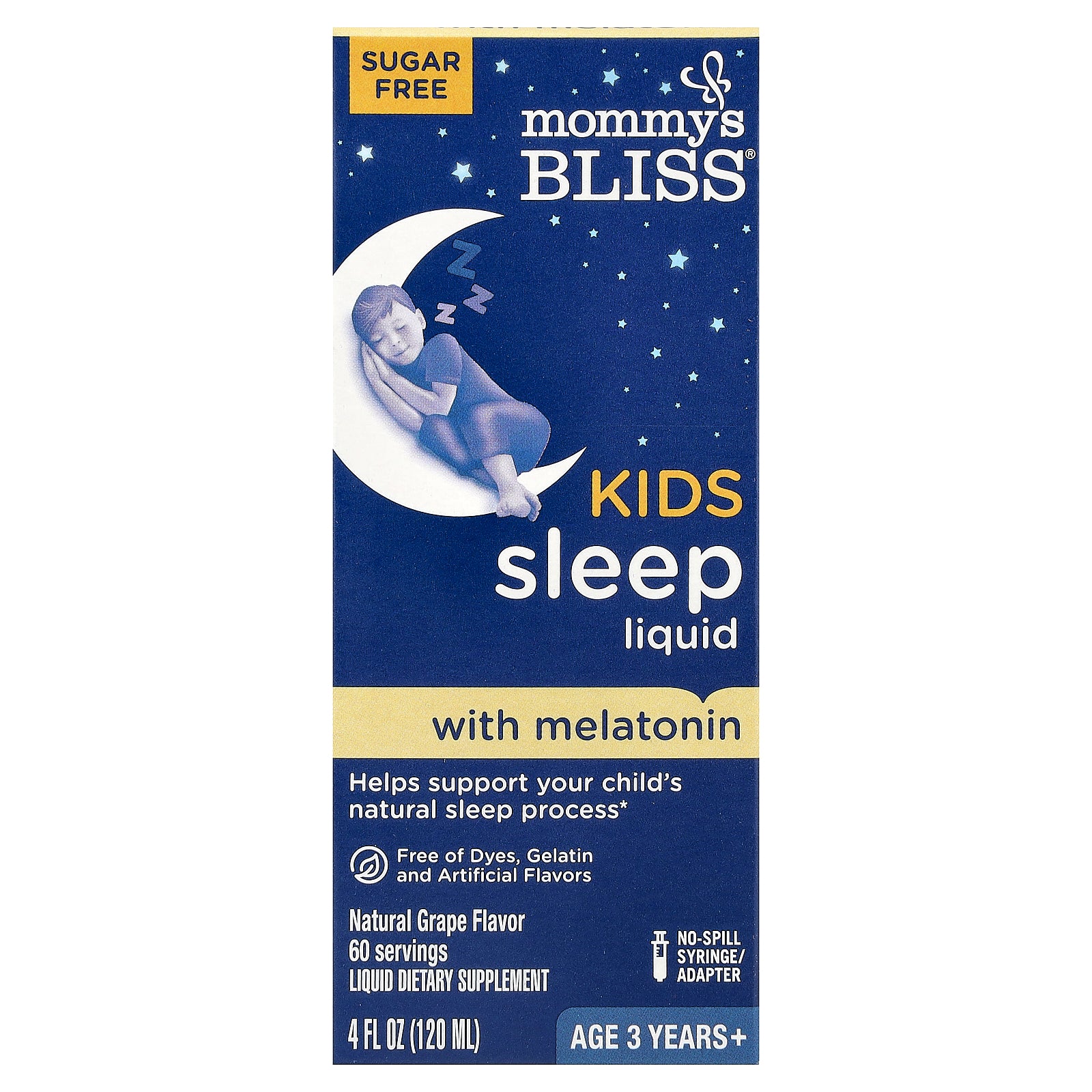Mommy's Bliss, Kids Sleep Liquid with Melatonin, Age 3 Years+, Natural Grape, 4 fl oz (120 ml)