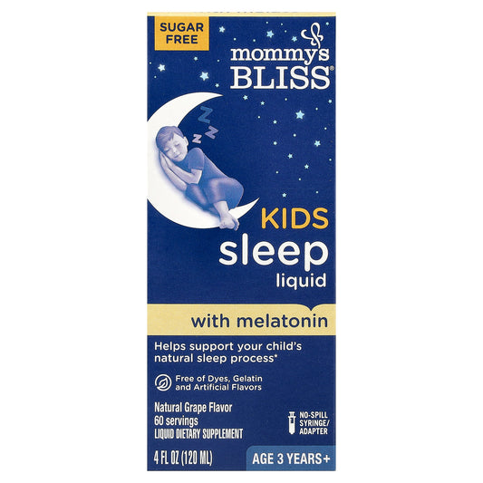 Mommy's Bliss, Kids Sleep Liquid with Melatonin, Age 3 Years+, Natural Grape, 4 fl oz (120 ml)