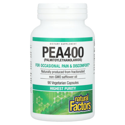 Natural Factors, PEA400, (Palmitoylethanolamide), 400 mg, 90 Vegetarian Capsules