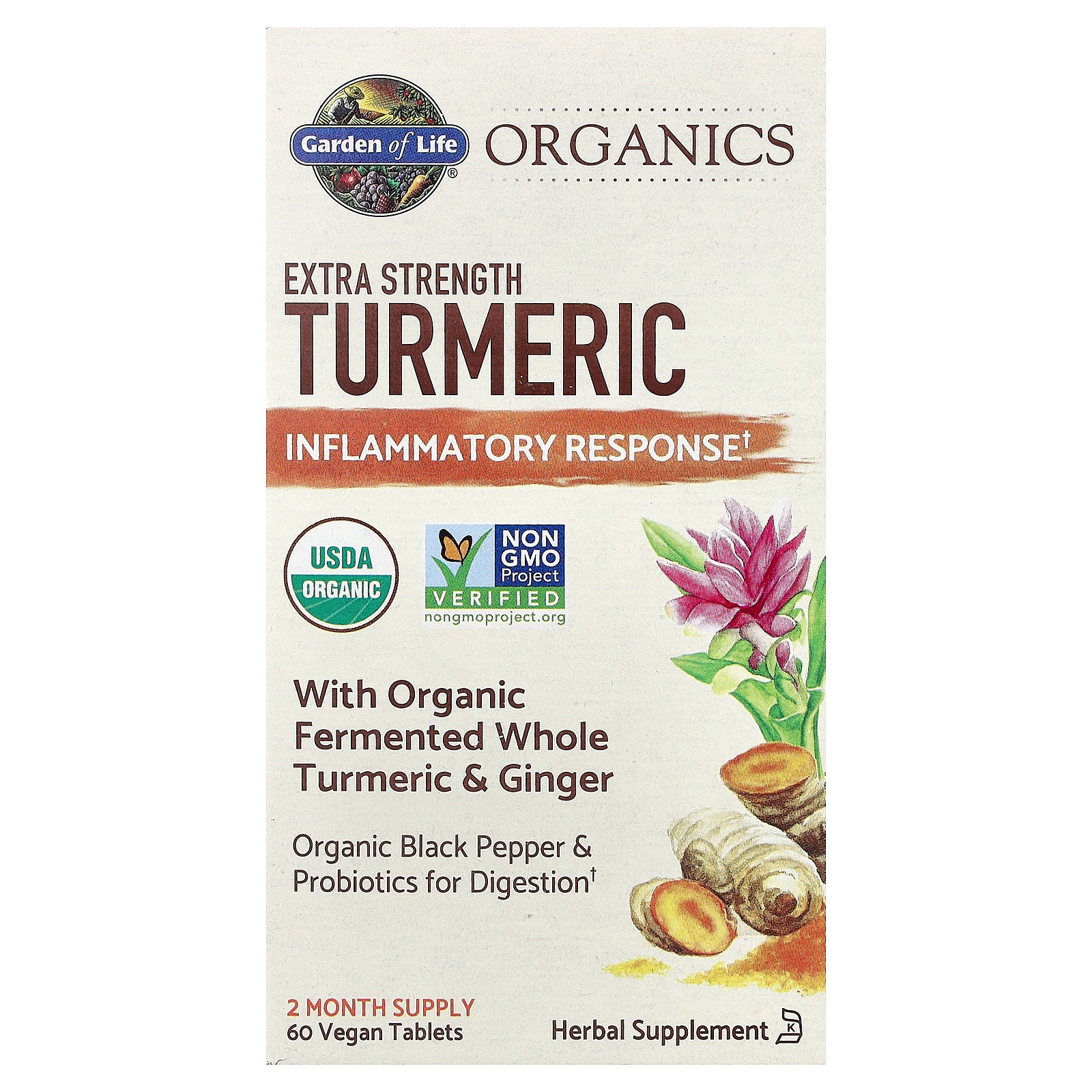 Garden of Life, Organics, Turmeric, Inflammatory Response, 60 Vegan Tablets