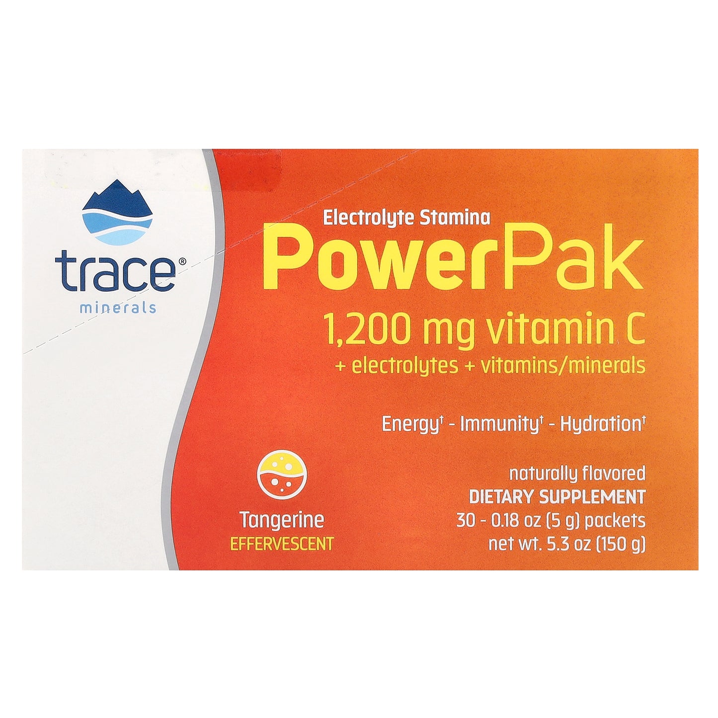 Trace, Electrolyte Stamina PowerPak, Tangerine, 30 Packets, 0.18 oz (5 g) Each