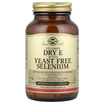 Solgar, Vitamin Dry E with Yeast Free Selenium, 100 Vegetable Capsules