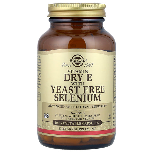 Solgar, Vitamin Dry E with Yeast Free Selenium, 100 Vegetable Capsules