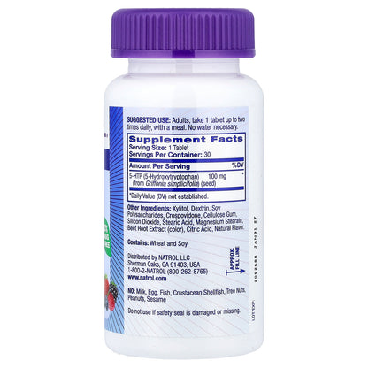 Natrol, 5-HTP, Fast Dissolve, Mixed Berry, 100 mg, 30 Tablets