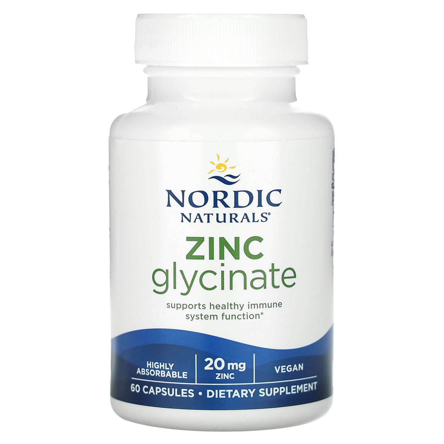 Nordic Naturals, Zinc Glycinate, 20 mg, 60 Capsules