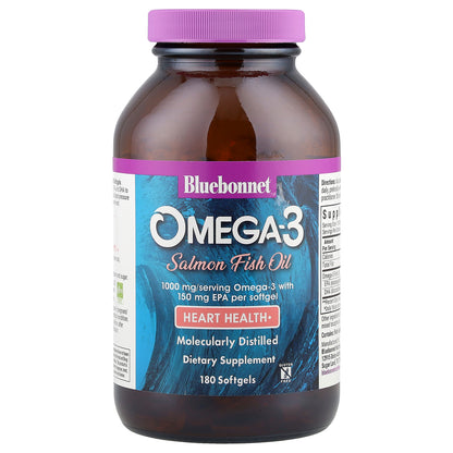 Bluebonnet Nutrition, Omega-3 Salmon Fish Oil, 1,000 mg, 180 Softgels