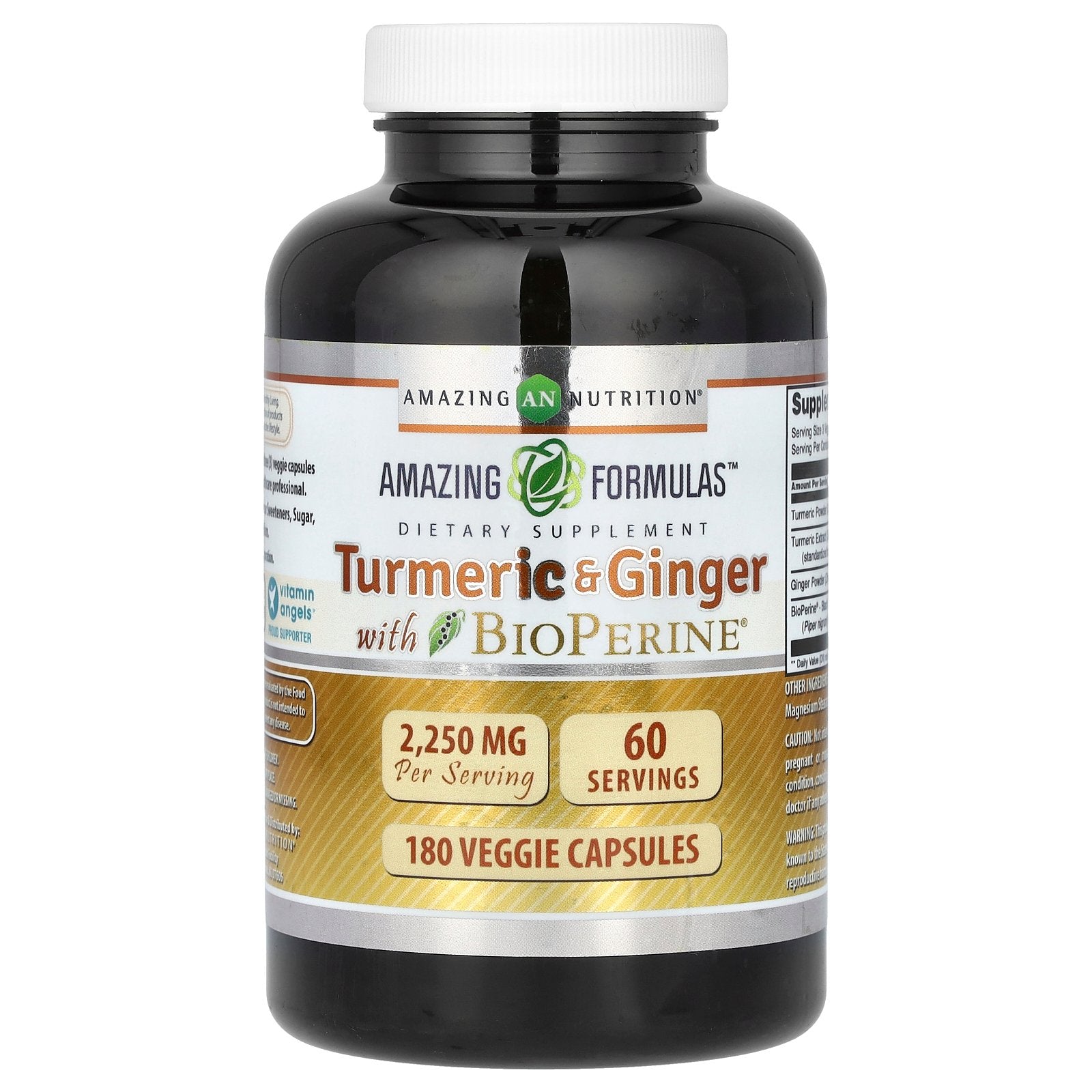 Amazing Nutrition, Turmeric & Ginger with BioPerine, 180 Veggie Capsules
