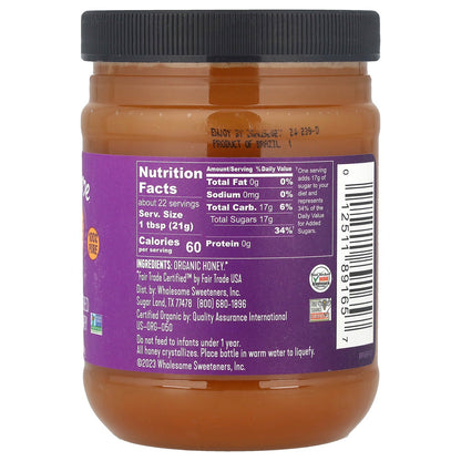 Wholesome Sweeteners, Raw + Unfiltered Organic Honey , 16 oz (454 g)