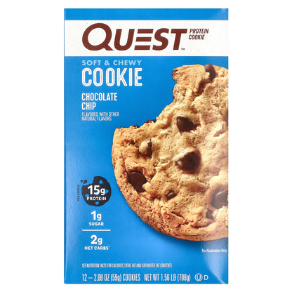 Quest Nutrition, Protein Cookie, Chocolate Chip, 12 Cookies, 2.08 oz (59 g) Each