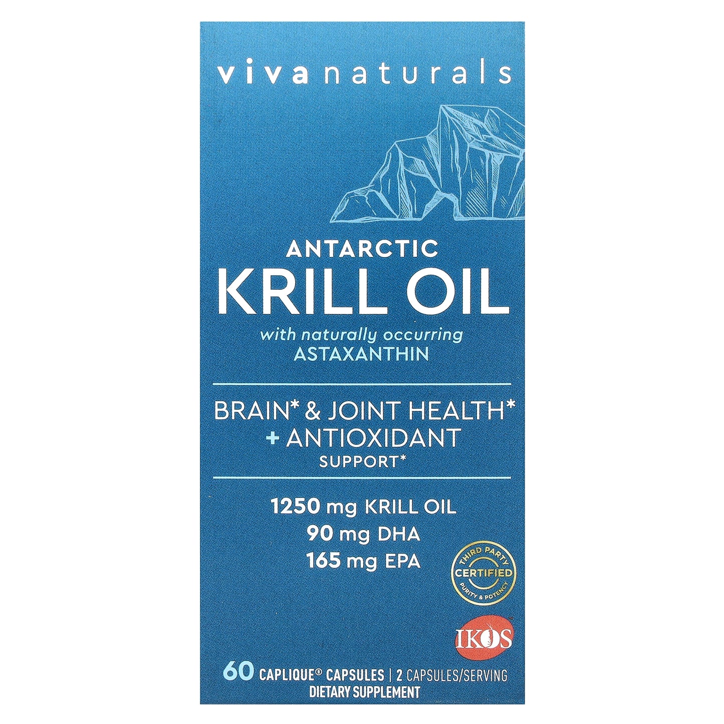 Viva Naturals, Antarctic Krill Oil with Astaxanthin, 60 Caplique Capsules