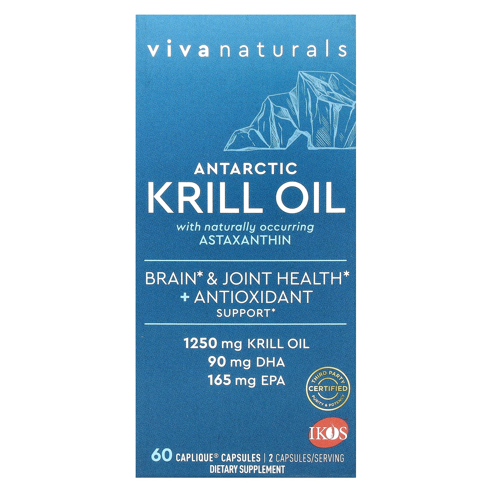 Viva Naturals, Antarctic Krill Oil with Astaxanthin, 60 Caplique Capsules